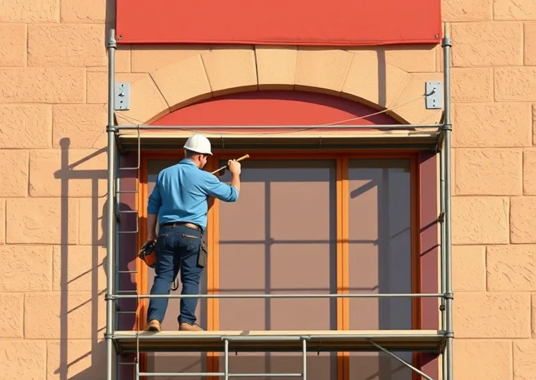 Ravalement de façade en pierre, nettoyage et application d'enduit